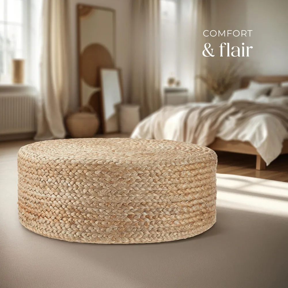 Banno Oval Footstool - Cream, Jute