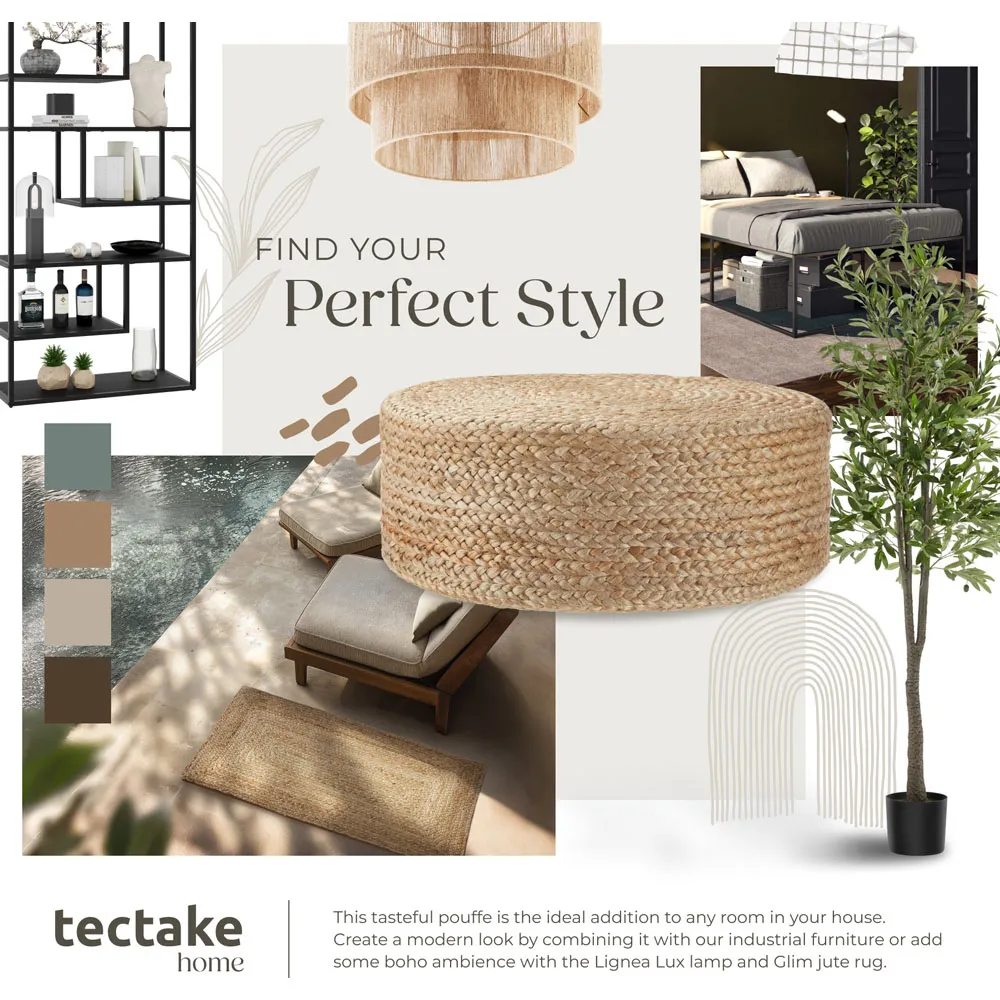 Banno Oval Footstool - Cream, Jute