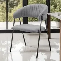 Bedano Set of 2 Dining Chairs - Grey, Woven Fabric