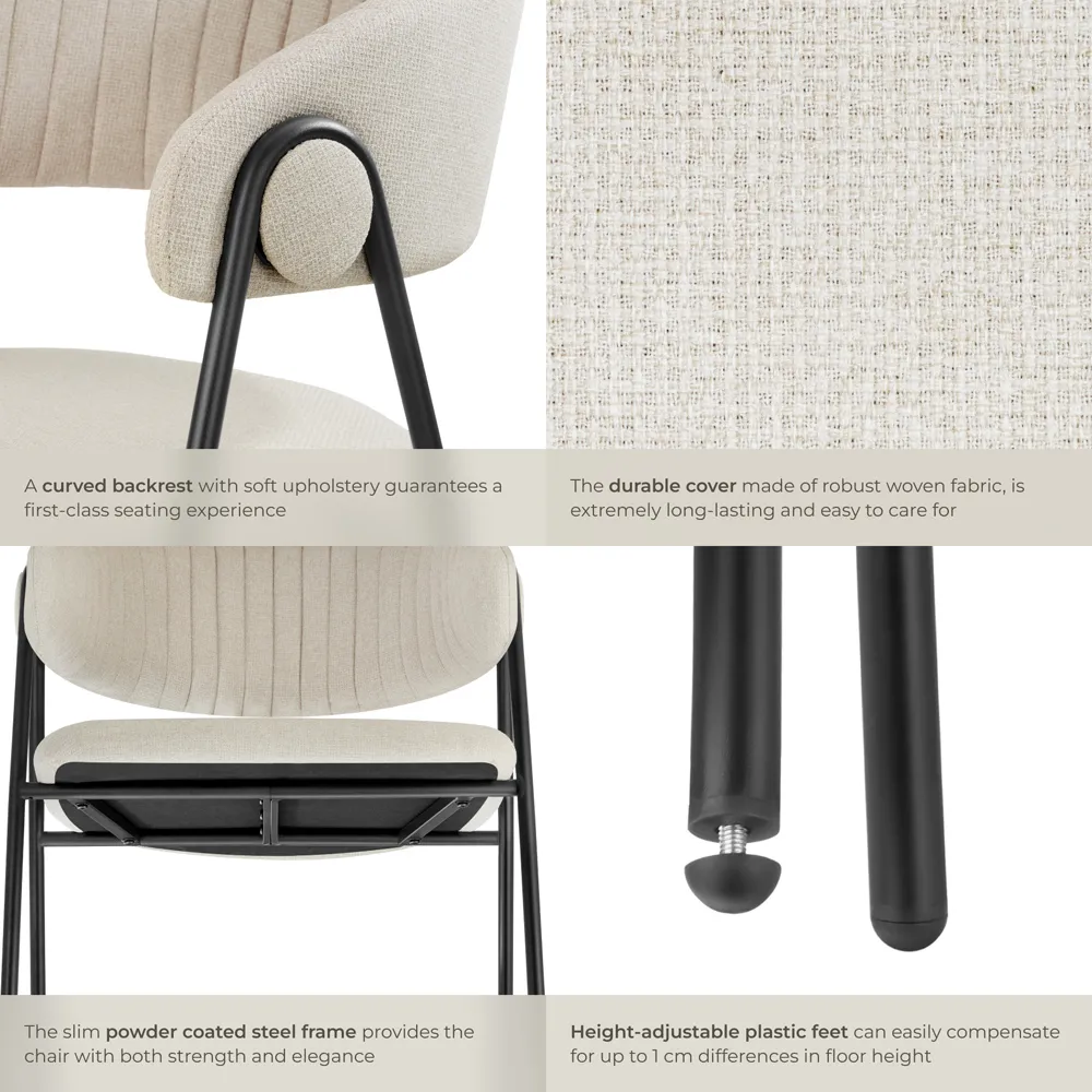 Bedano Set of 4 Dining Chairs - Greige, Woven Fabric