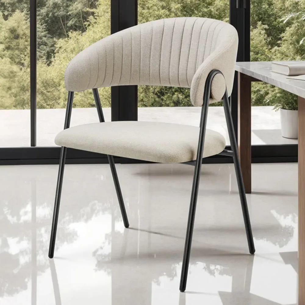 Bedano Set of 4 Dining Chairs - Greige, Woven Fabric