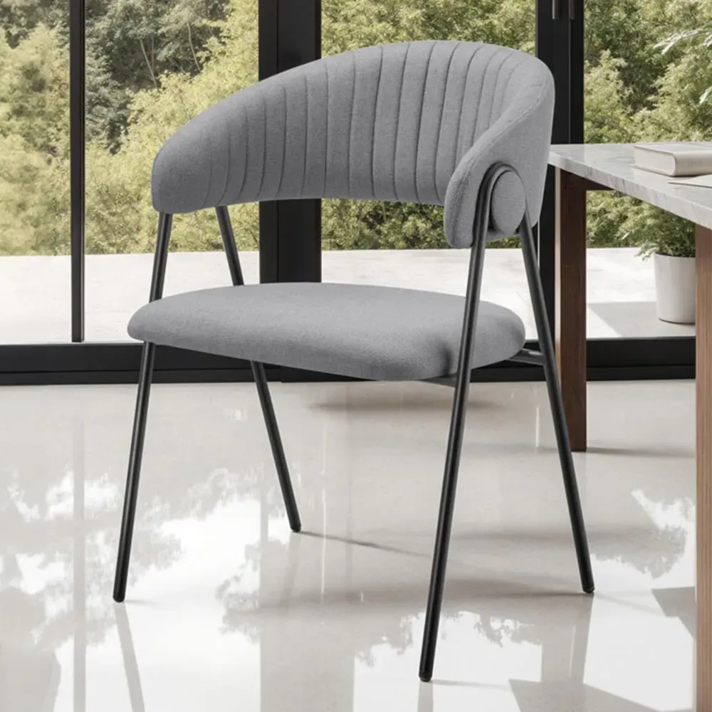 Bedano Set of 4 Dining Chairs - Grey, Woven Fabric