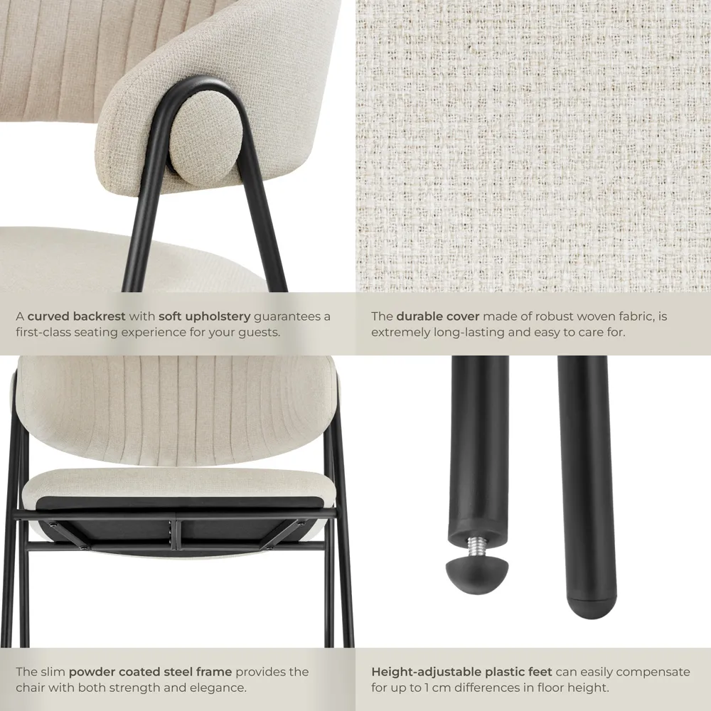 Bedano Set of 6 Dining Chairs - Greige, Woven Fabric