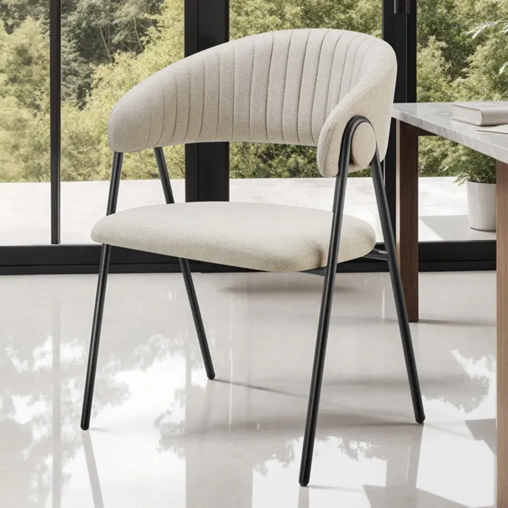 Bedano Set of 6 Dining Chairs - Greige, Woven Fabric