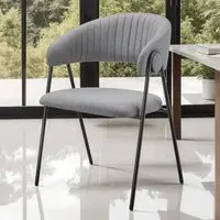 Bedano Set of 6 Dining Chairs - Grey, Woven Fabric