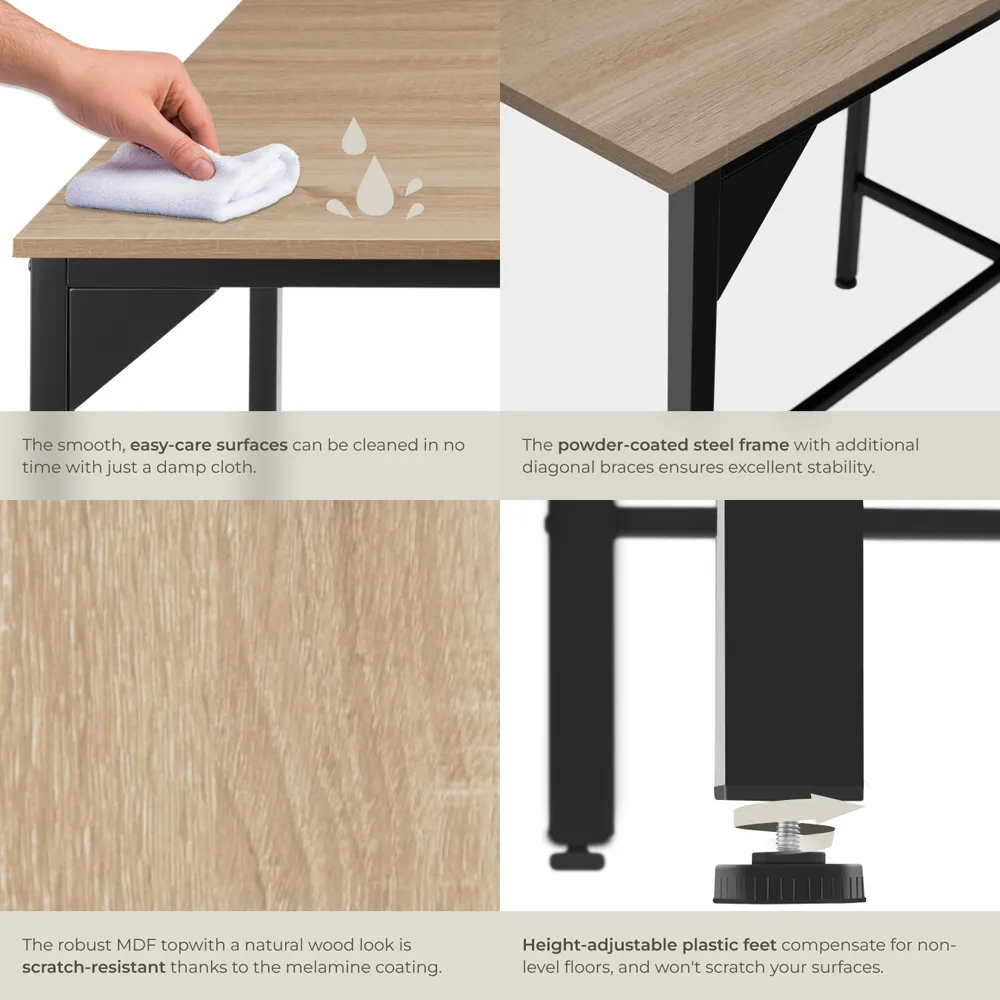 Belfast 2 Seater Rectangular Dining Table - Oak Sonoma