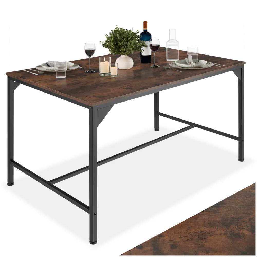 Belfast 4 Seater Industrial Dining Table - Dark Wood