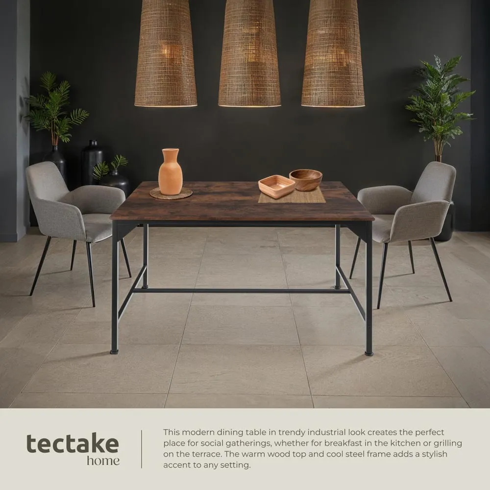 Belfast 4 Seater Industrial Dining Table - Dark Wood