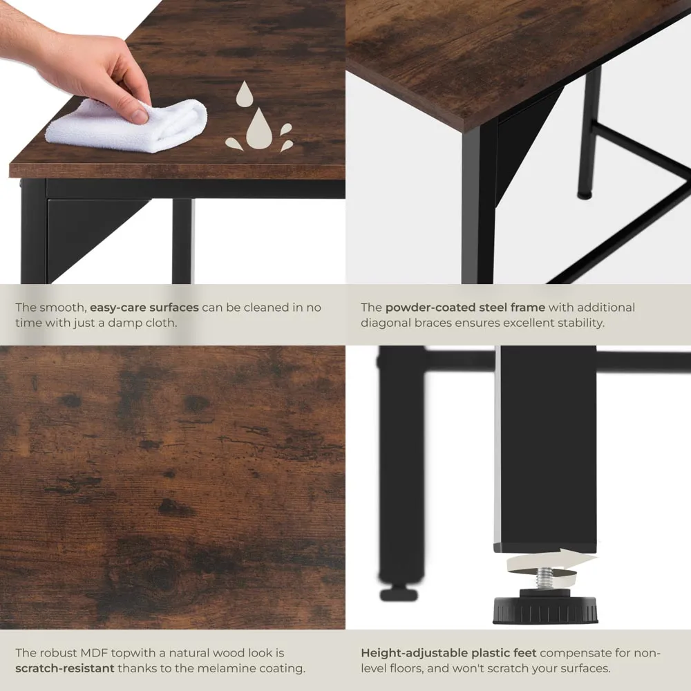 Belfast 4 Seater Industrial Dining Table - Dark Wood