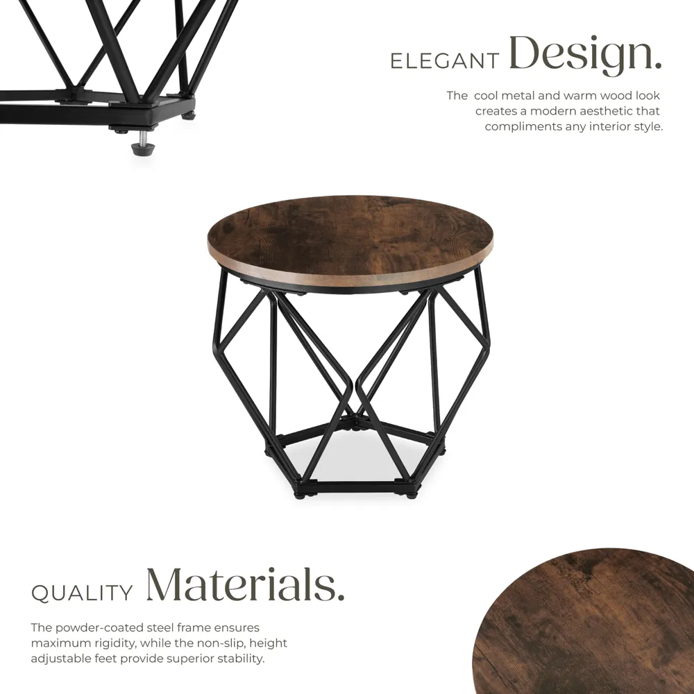 Benham Industrial Round Coffee Table Set of 2 - Brown