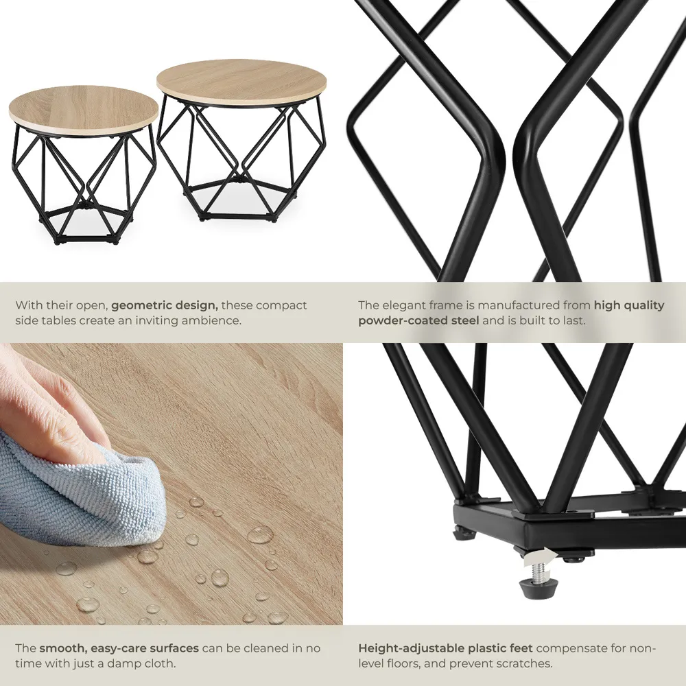 Benham Oak Sonoma Round Coffee Table Set of 2 - Brown