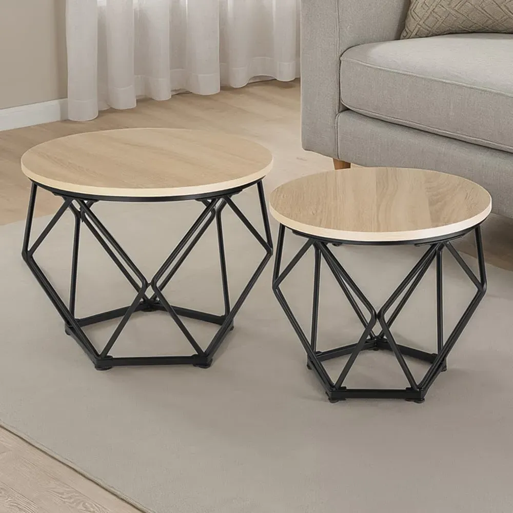 Benham Oak Sonoma Round Coffee Table Set of 2 - Brown