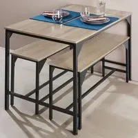 Bolton 2 Seater Dining Table Set with Bench - Brown, Oak