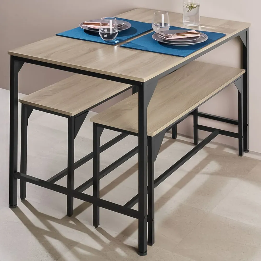 Bolton 2 Seater Dining Table Set with Bench - Brown, Oak image