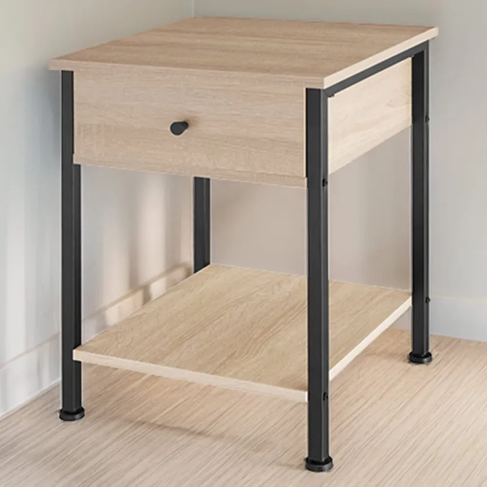 Bradford Single Drawer Bedside Table - Oak Sonoma image
