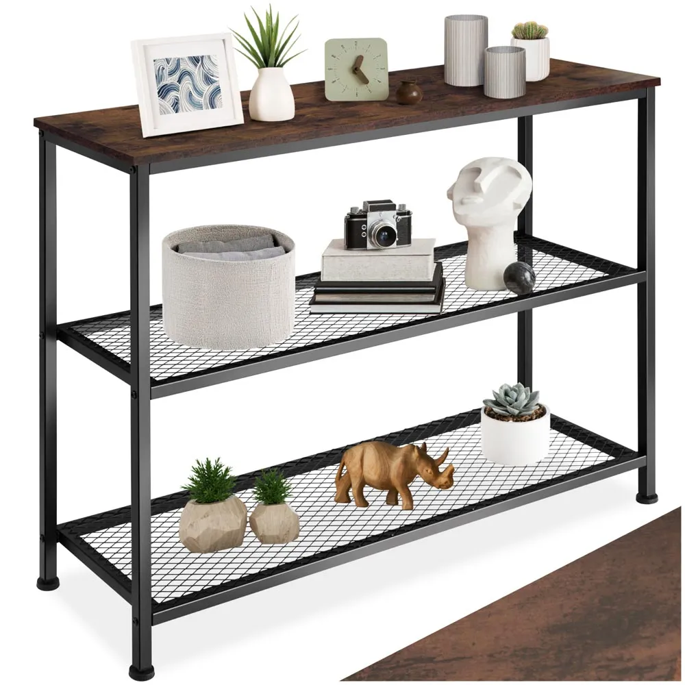 Bristol 2 Wire Shelf Console Table - Dark Wood