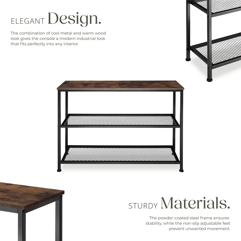 Bristol 2 Wire Shelf Console Table - Dark Wood