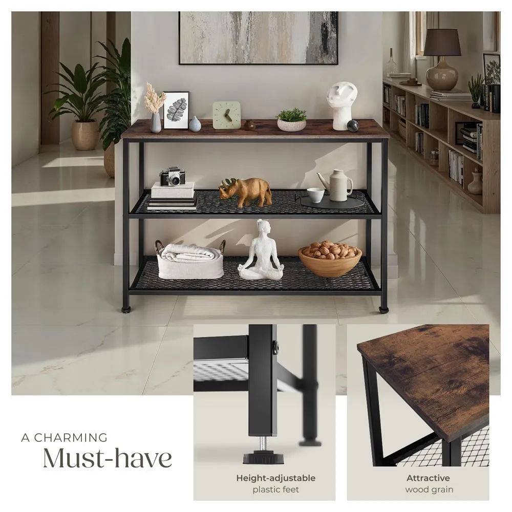 Bristol 2 Wire Shelf Console Table - Dark Wood