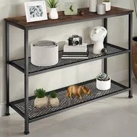 Bristol 2 Wire Shelf Console Table - Dark Wood