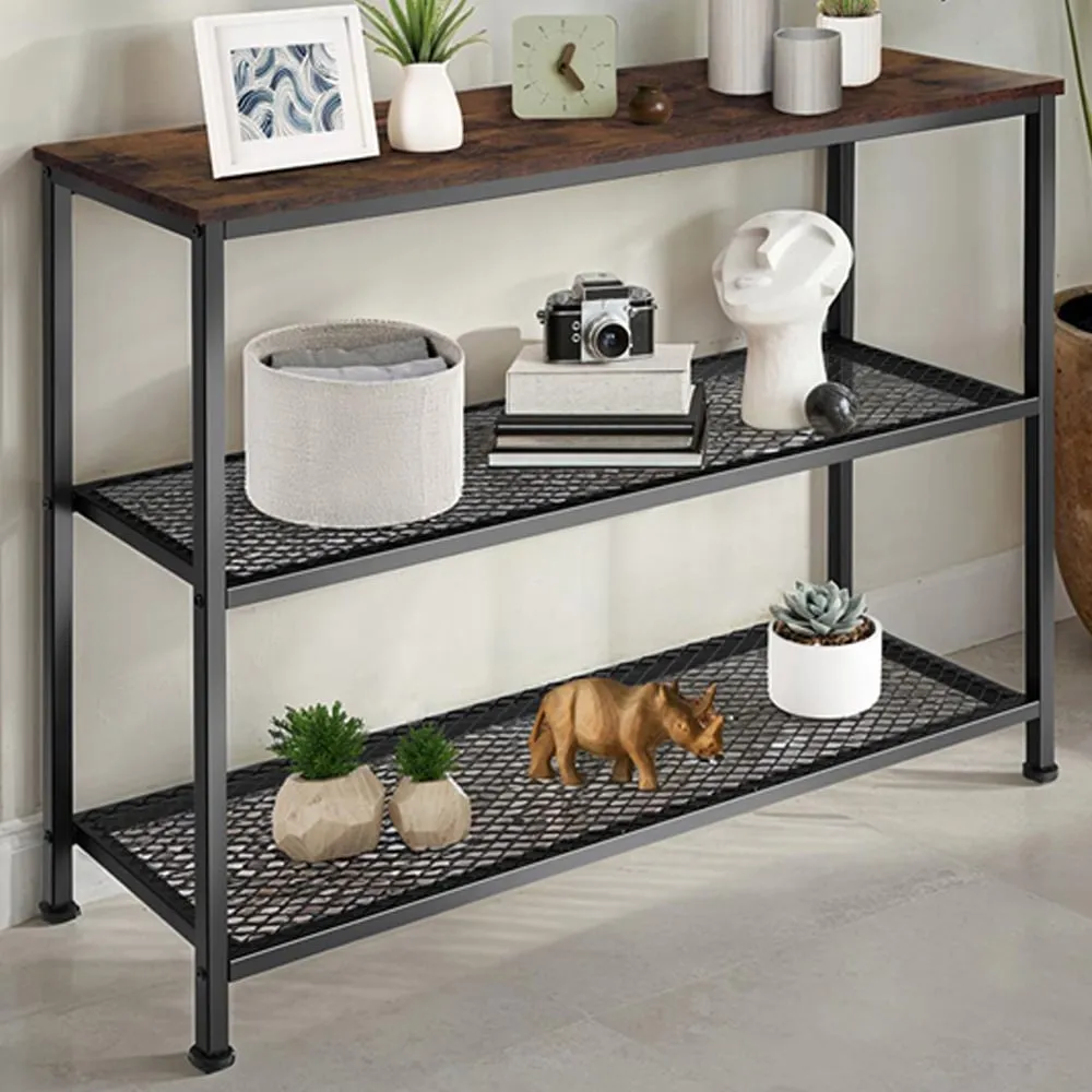 Bristol 2 Wire Shelf Console Table - Dark Wood image
