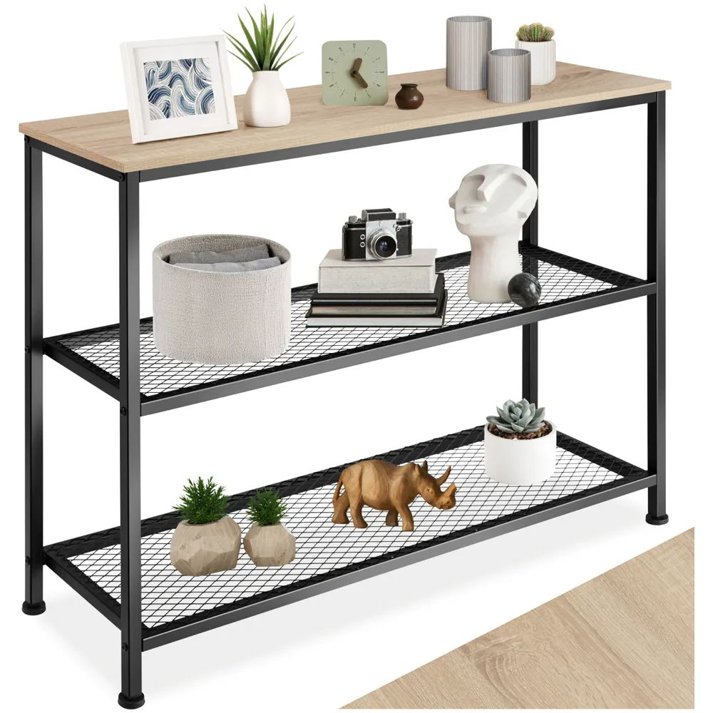 Bristol 2 Wire Shelf Console Table - Oak Sonoma