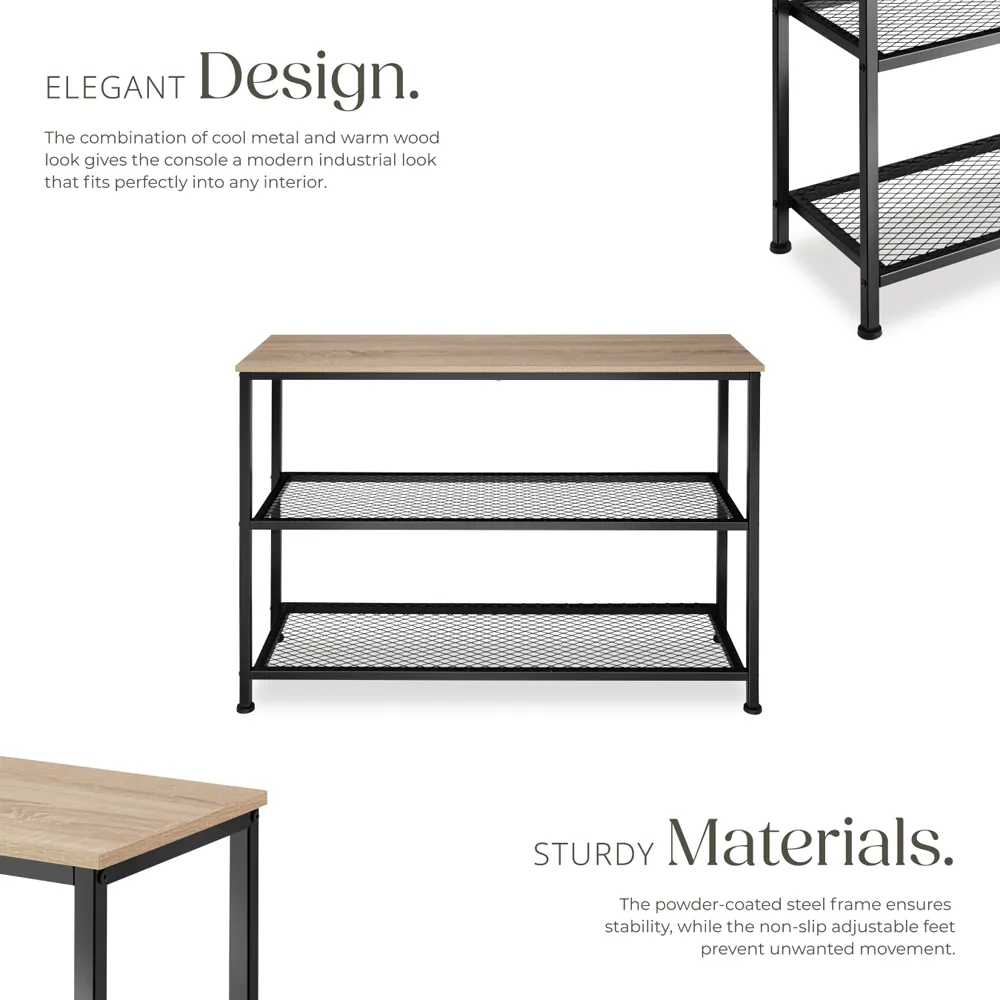 Bristol 2 Wire Shelf Console Table - Oak Sonoma