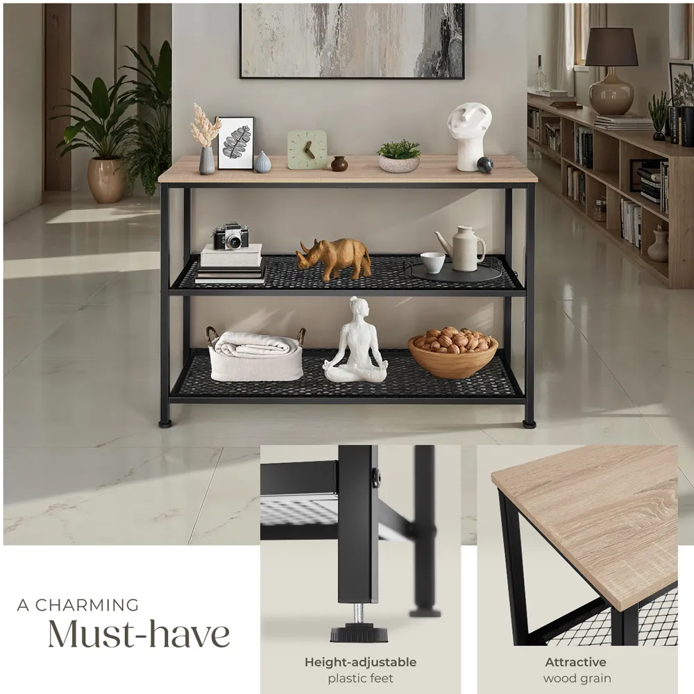 Bristol 2 Wire Shelf Console Table - Oak Sonoma