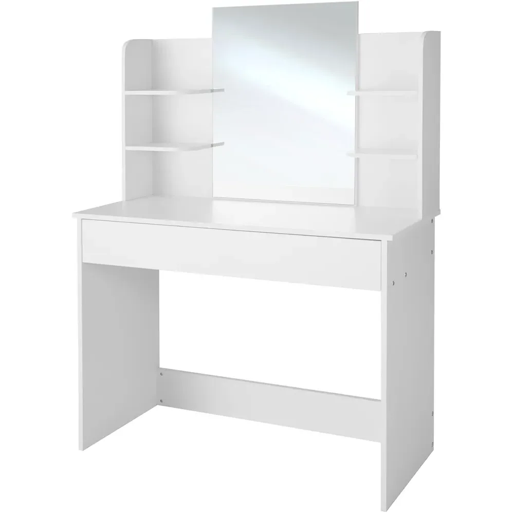 Camille Single Drawer Dressing Table with Mirror - White