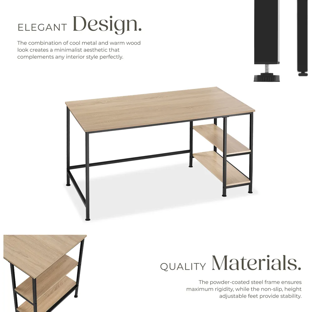 Canton Oak Sonoma 2 Compartment Office Desk - Brown