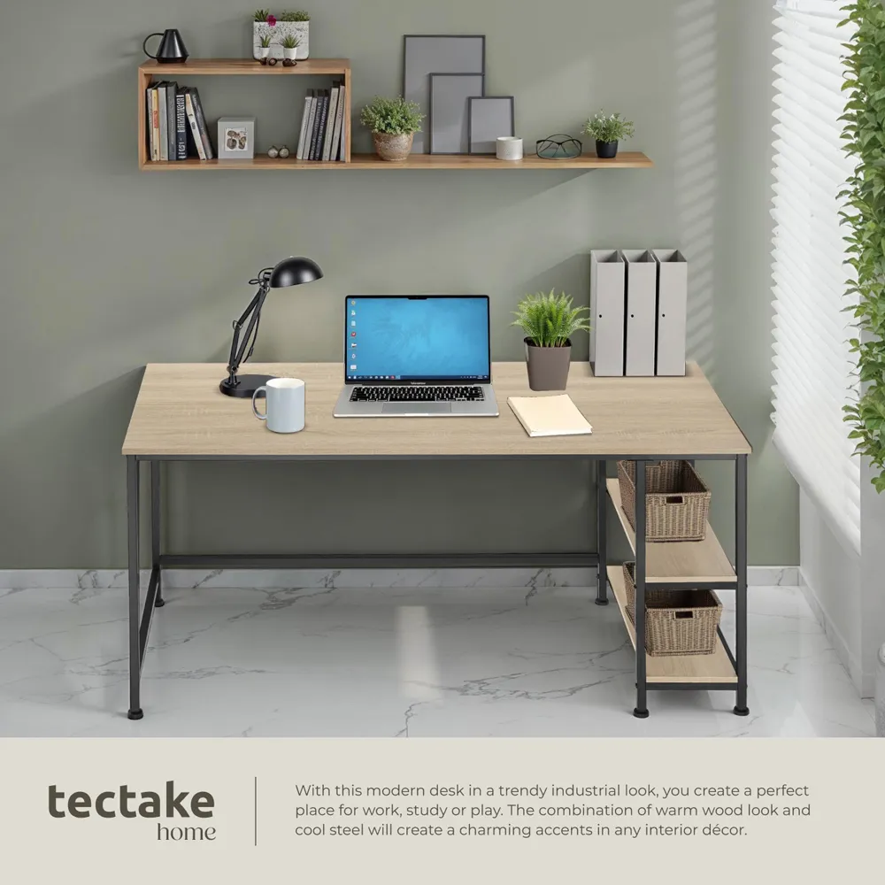 Canton Oak Sonoma 2 Compartment Office Desk - Brown