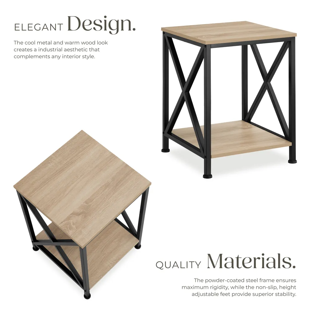 Carlton 2 Shelf Bedside Table - Brown, Oak