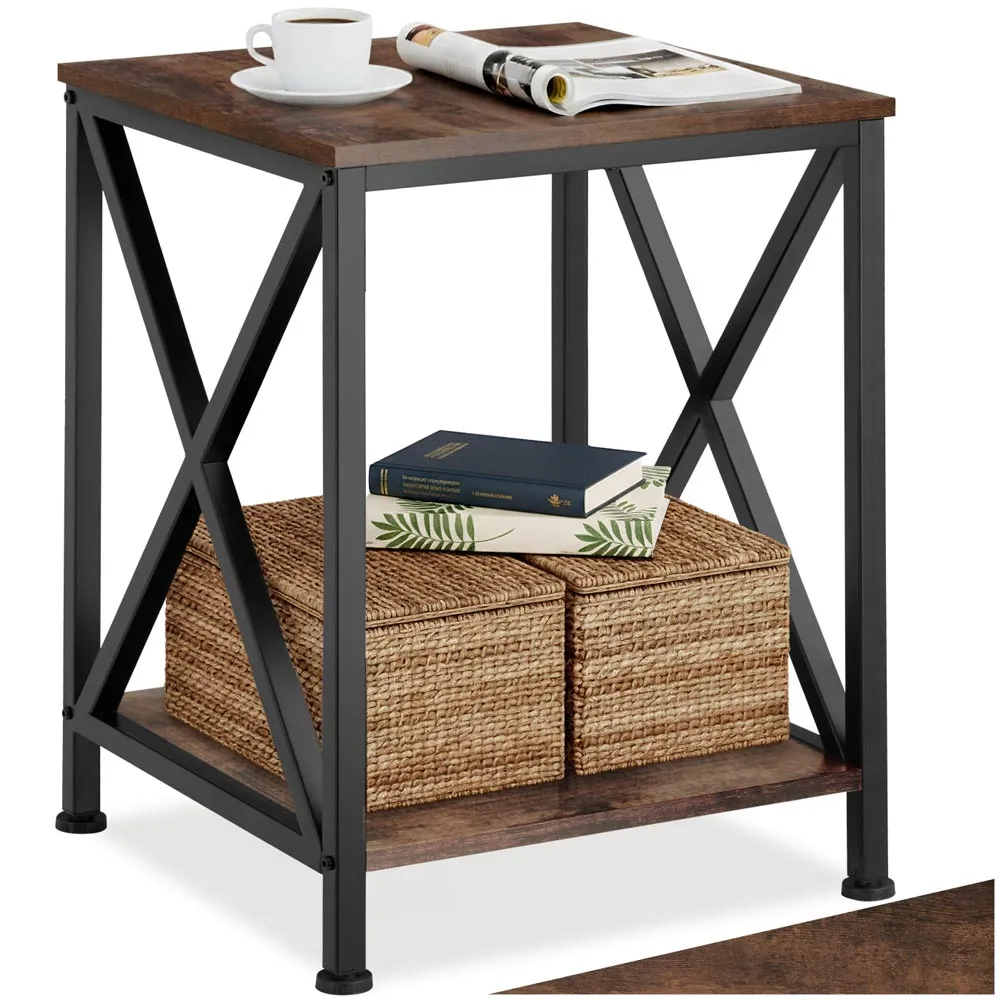 Carlton Single Shelf Bedside Table - Brown, Oak