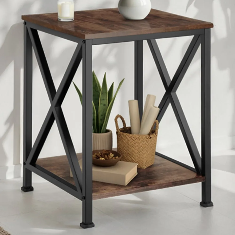 Carlton Single Shelf Bedside Table - Brown, Oak