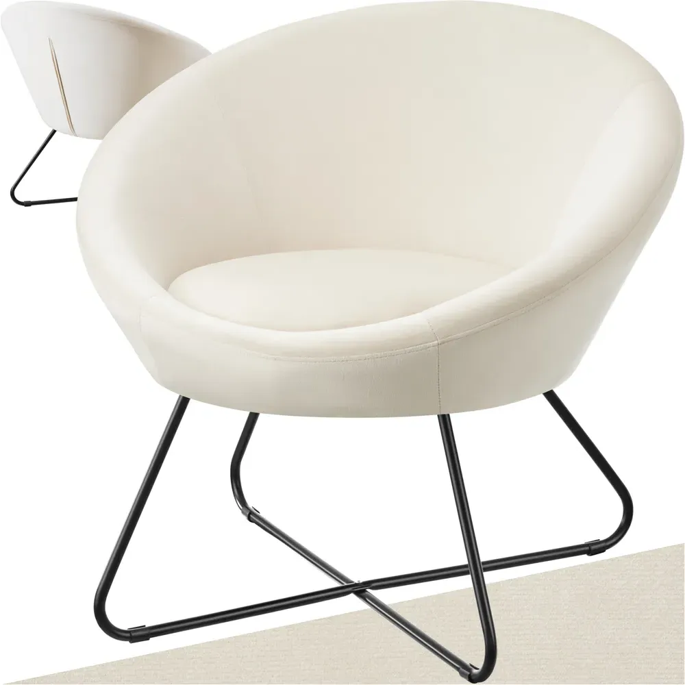 Centera Round Accent Chair - Cream, Velvet
