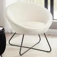 Centera Round Accent Chair - Cream, Velvet