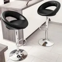 Christian Bar Stool Set of 2 - Black, Synthetic Leather