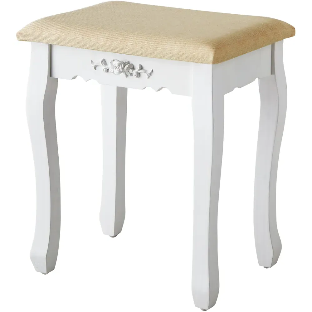 Claire 5 Drawer Dressing Table with Mirror and Stool - White