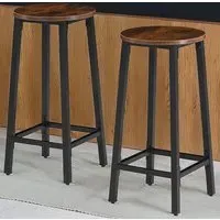 Corby Set of 2 Bar Stools - Dark Wood, Steel