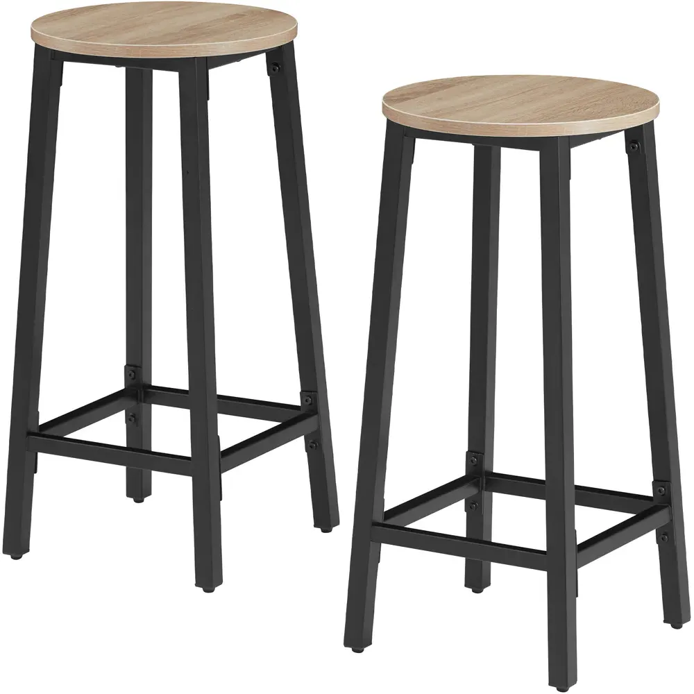 Corby Set of 2 Bar Stools - Oak Sonoma, Steel