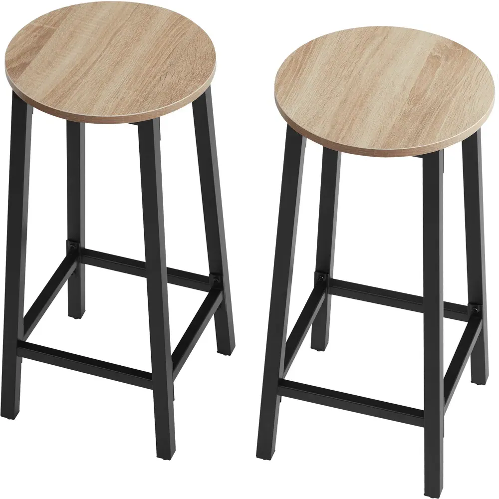 Corby Set of 2 Bar Stools - Oak Sonoma, Steel