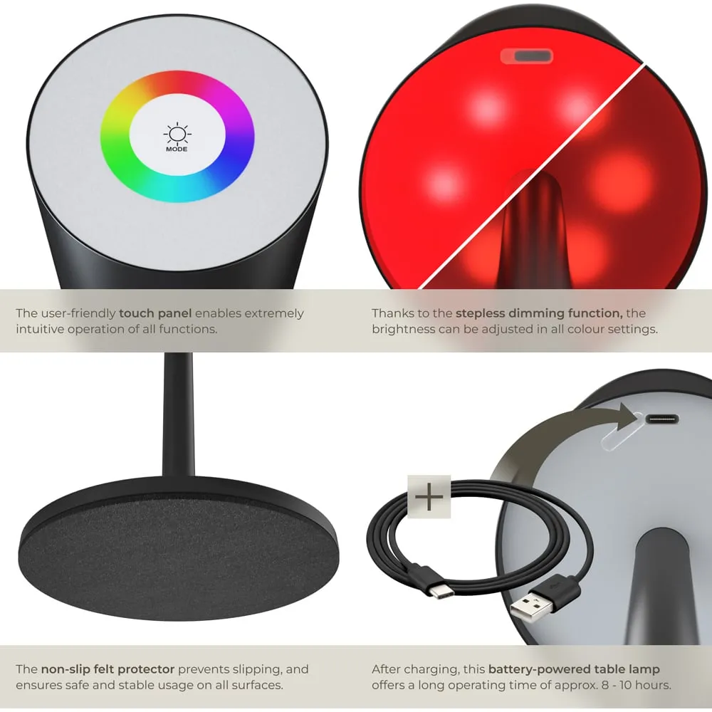 Corly Rechargeable Dimmable Table Lamp - Black