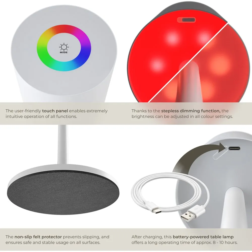 Corly Rechargeable Dimmable Table Lamp - White