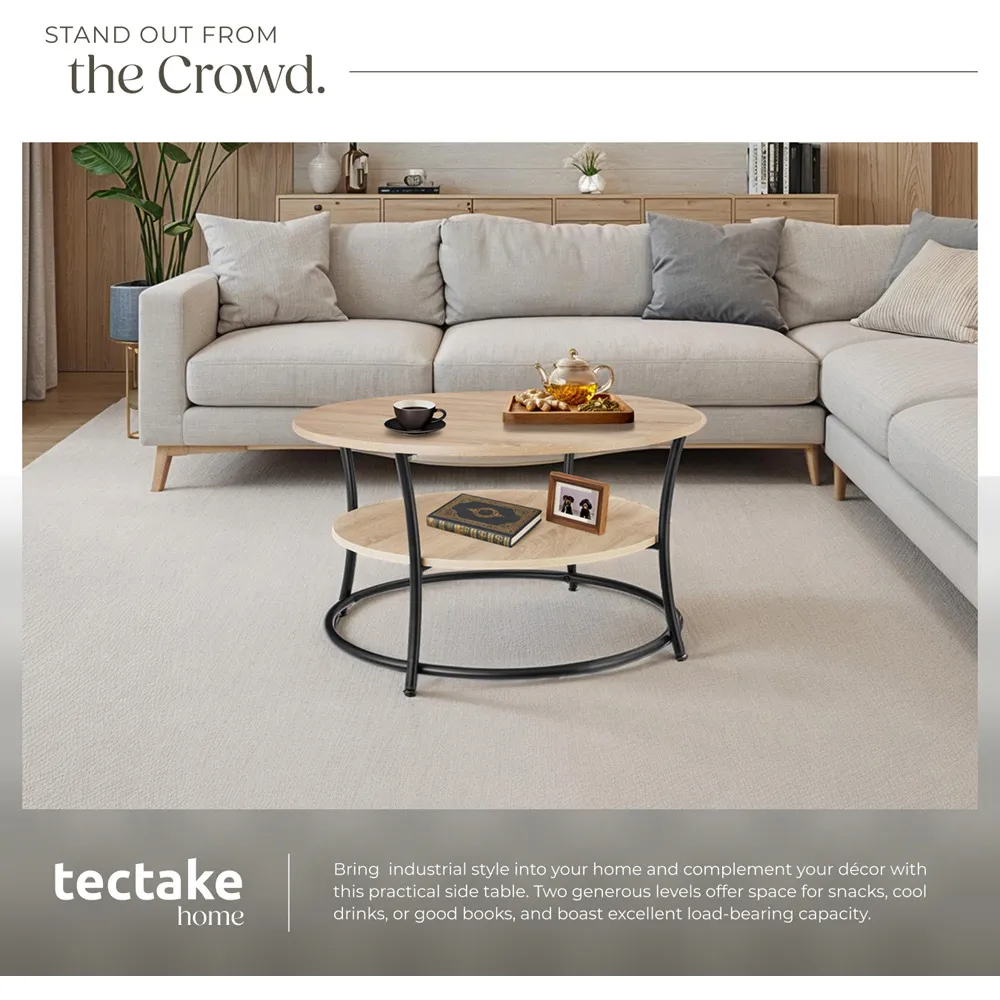 Cromford Round Coffee Table with Storage - Brown, Oak