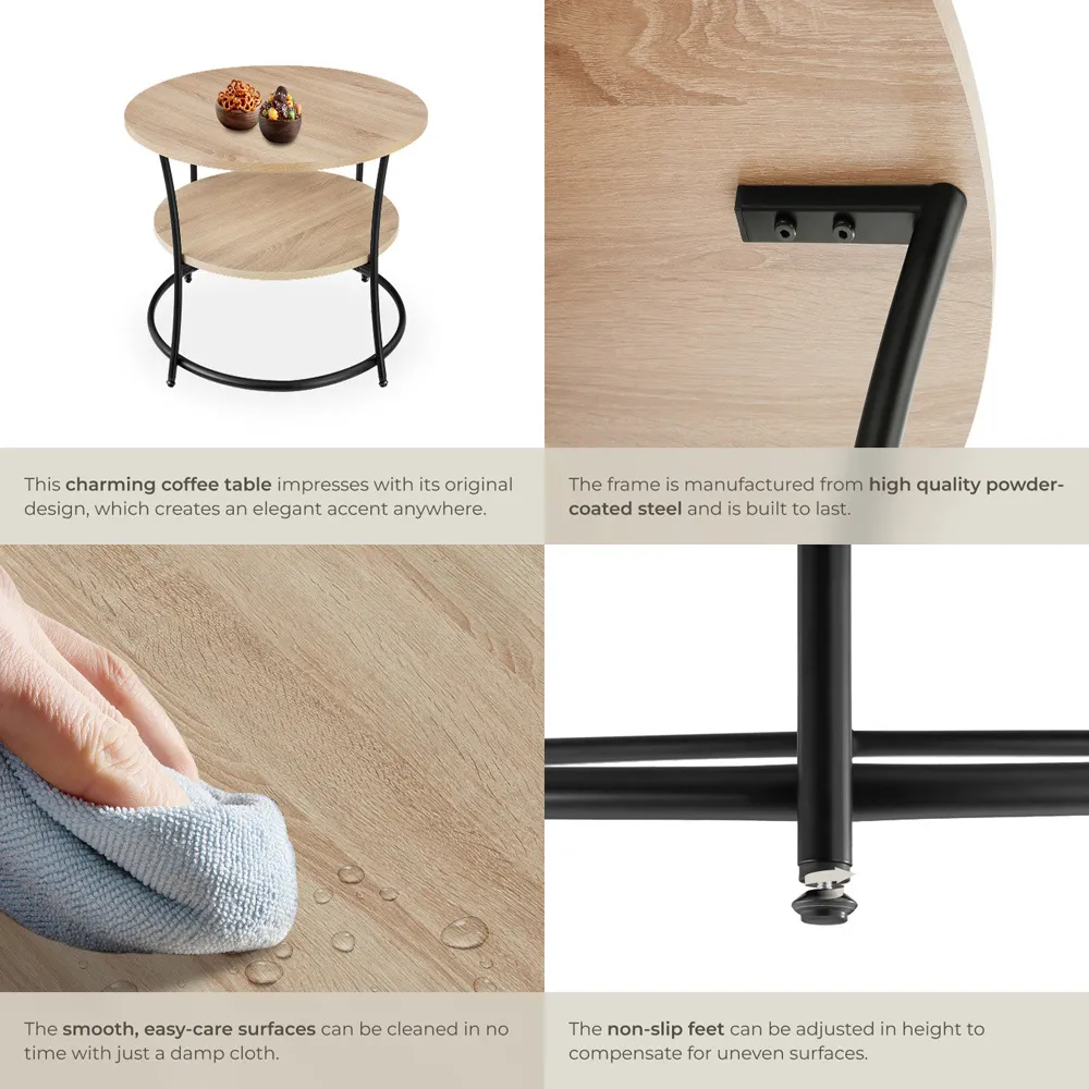 Cromford Round Coffee Table with Storage - Brown, Oak