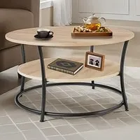 Cromford Round Coffee Table with Storage - Brown, Oak