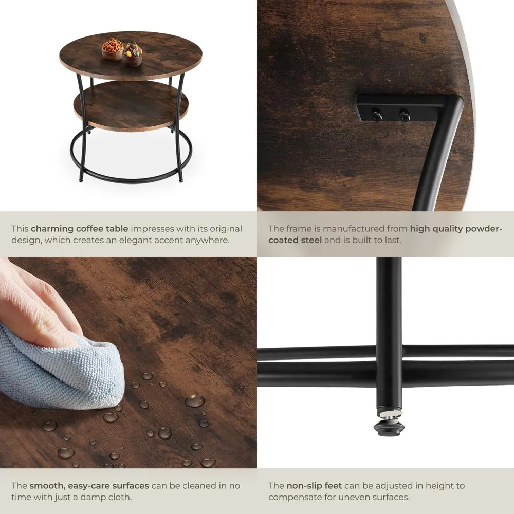 Cromford Round Coffee Table with Storage - Brown, Wood