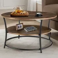 Cromford Round Coffee Table with Storage - Brown, Wood
