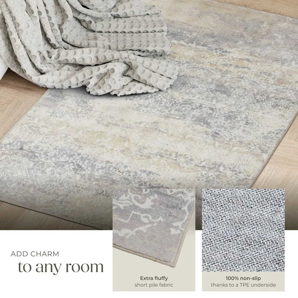Dalia Non-Slip Washable Rug - Cream