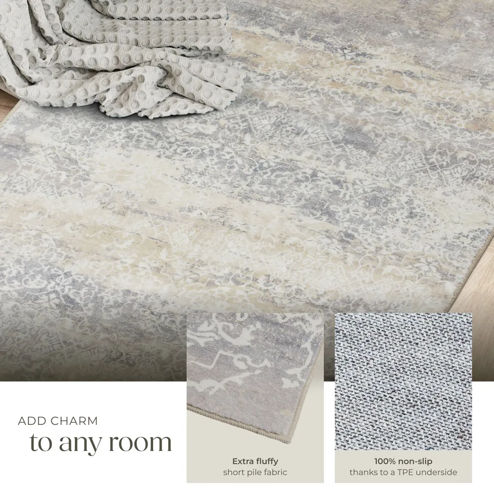 Dalia Non-Slip Washable Rug - Cream