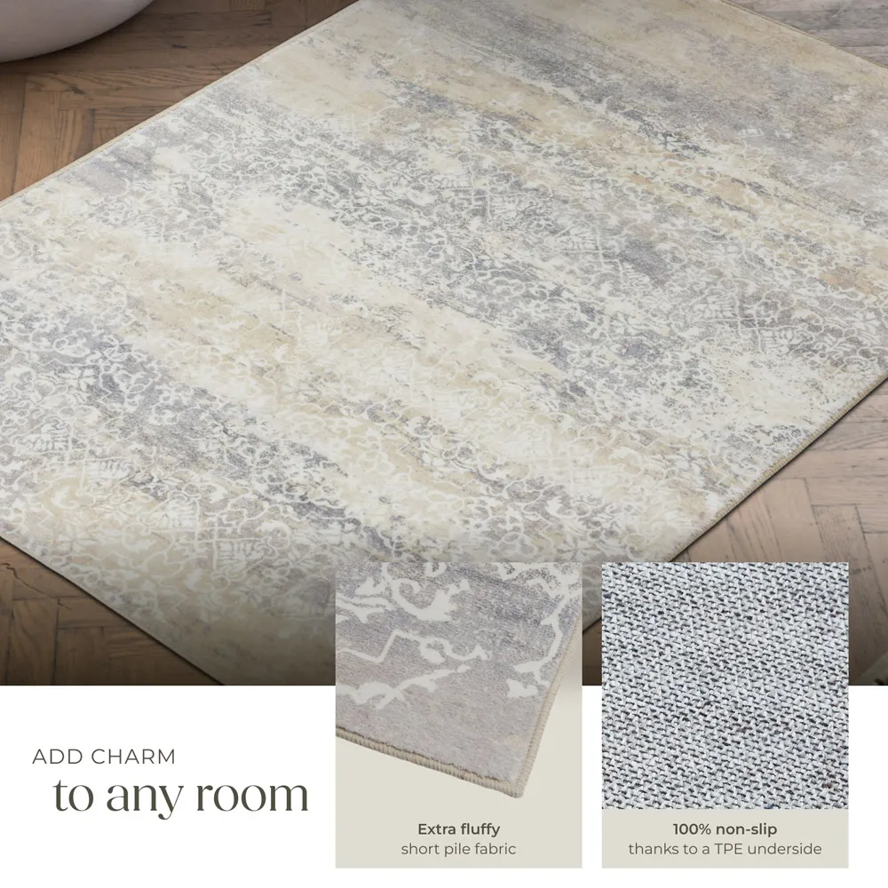 Dalia Non-Slip Washable Rug - Cream
